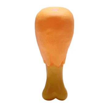 

13cm Length Yellow Chicken Leg Textured Pet Dog Sound Squeaky Dumbbell Toy