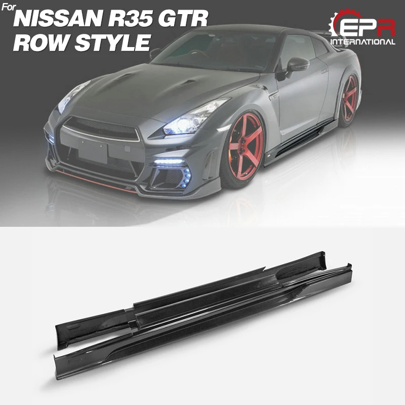 

ROW Style Portion Carbon Fiber Side Skirt GT-R Fiberglass With Glossy Fibre Door Step Cover Drift Kit For Nissan R35 GTR CBA DBA