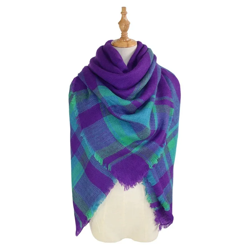 Зимний женский кашемировый шарф-платок классический клетчатый платок плед пончо бандана палантины треугольные пашмины шарф для женщин - Цвет: 30