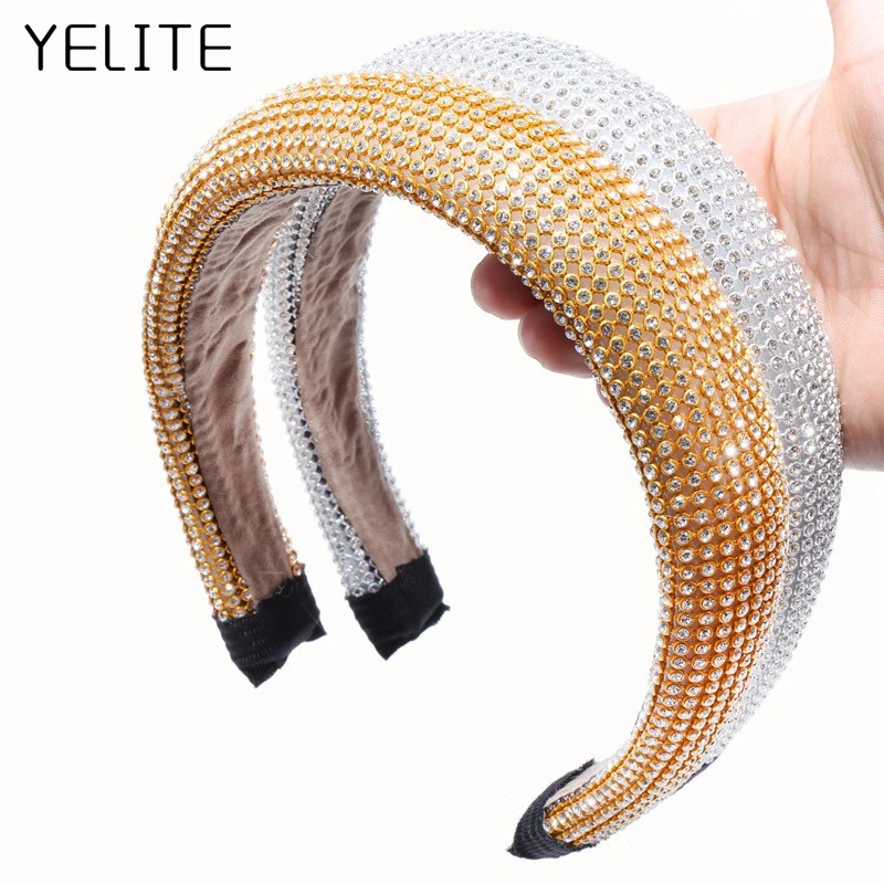 YELITE, Женская повязка на голову, блестящие роскошные стразы, лента для волос, алмазный обруч для волос, аксессуары для волос для женщин, Кристальные держатели головных уборов