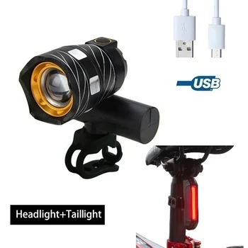 

T6 LED Bicycle Flashlight Front Light Outdoor Bike USB Rechargeable Bike Lamp Cycling Headlight Taillight