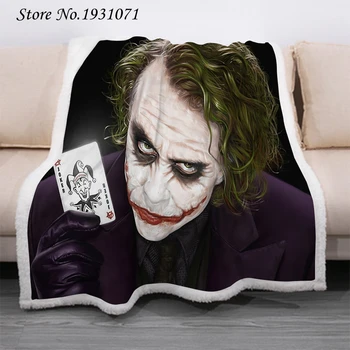 

Clown Batman 3D Printed The Joker Fleece Blanket for Beds Thick Quilt Fashion Bedspread Sherpa Throw Blanket Adults Kids 01