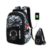 Luminous school bags waterproof large backpack for teenagers bagpack glowing school backpack for boy student chest bag set 1