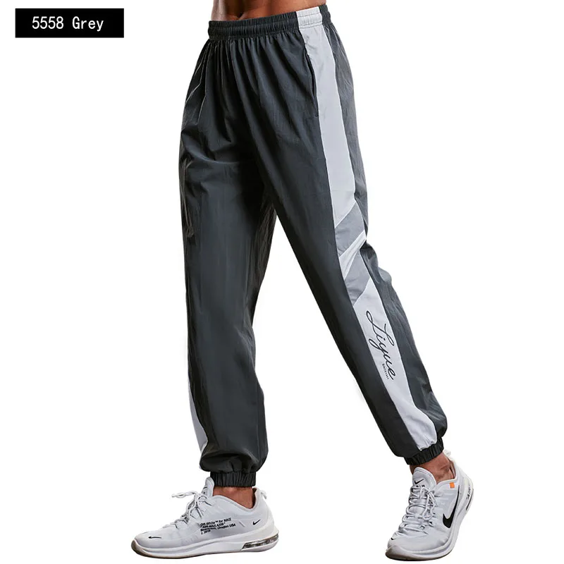 Мужские спортивные штаны, дышащие быстросохнущие штаны для бега, фитнеса, Осень-зима, новые свободные эластичные впитывающие пот тканые повседневные штаны - Цвет: 5558  gray