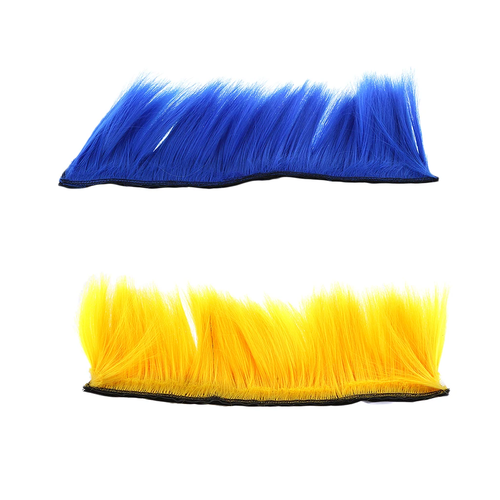2pcs DIY Helmet Mohawk Hair Punk Hair for Motorcycle Ski Snowboard Helmets - Blue and Yellow, 30cm