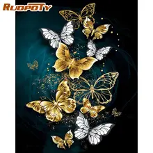 

RUOPOTY Frame Painting By Numbers Handmade Diy Paint For Kids Unique Gift Colorful Butterfly Oil Picture Coloring Canvas Wall Ar