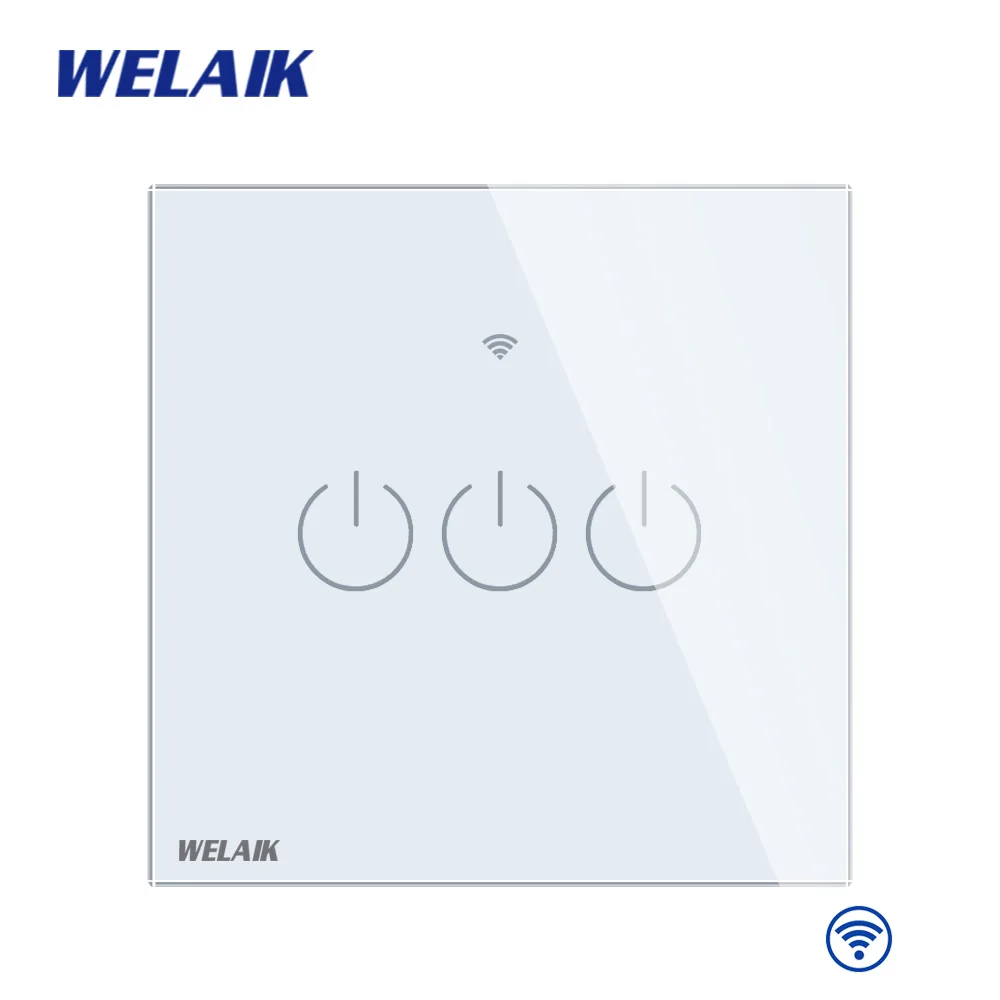 WELAIK UK wifi сенсорный переключатель-Кристалл Стекло-панель настенный-Интеллектуальный переключатель-светильник Smart-Switch 3g-1way B1931CW и wifi