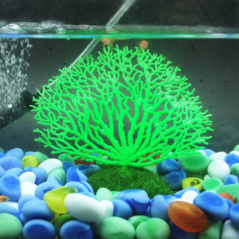 Аквариумные флуоресцентные украшения аквариума аквариум Подводный завод Коралловая вода Ландшафтный для аквариума растения - Цвет: Green