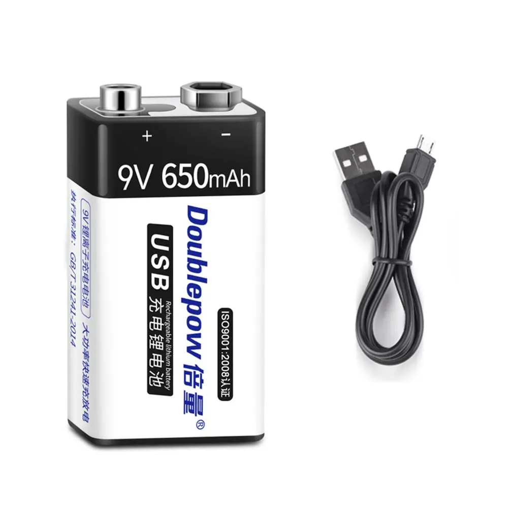 9V USB Перезаряжаемые Батарея для мультиметр 650 мА/ч квадратная полная