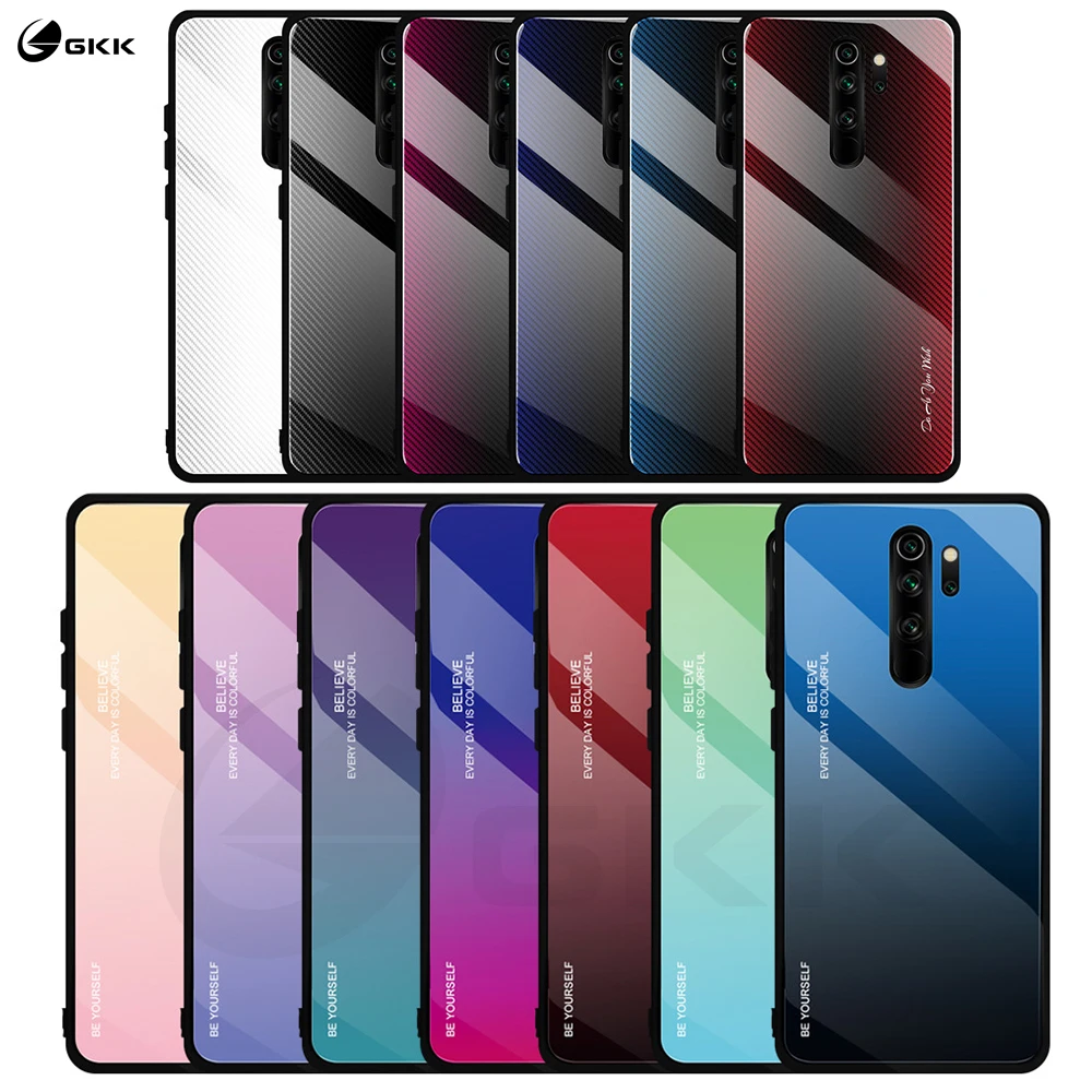 Чехол GKK для Xiaomi Redmi Note 8 Pro задняя крышка из закаленного стекла с мягким краем