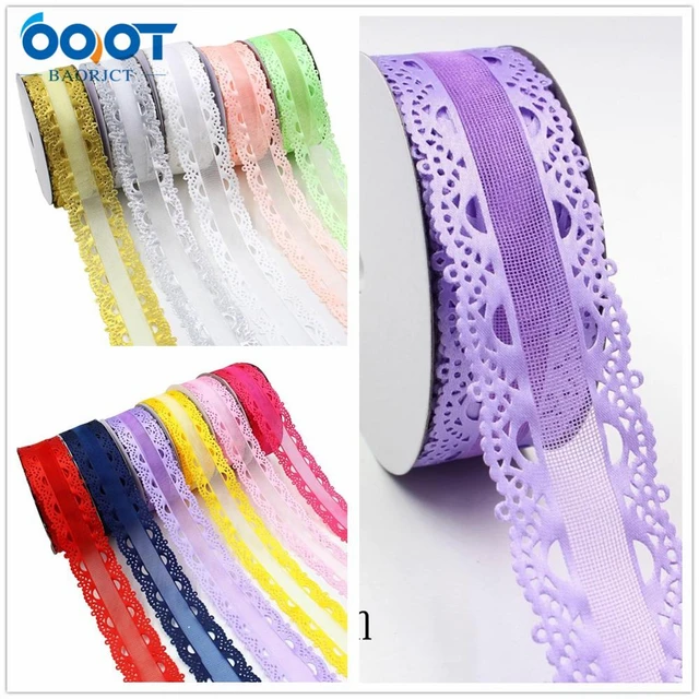 2.5cm Flower Ribbons For Crafts DIY Embroidered Decoration Sewing  Accessories Scrapbooking Lace Ribbon Handmade Materials