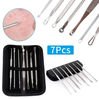 

7pcs Stainless Steel Acne Extractor Removing Tool Face Skin Care Blackhead Pimple Remover Comedone Extract Ance Needle Kit