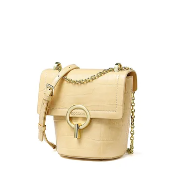 

2019 new trend design hot summer small fresh shoulder Messenger bag fashion chain crocodile pattern bucket bag to send keychain