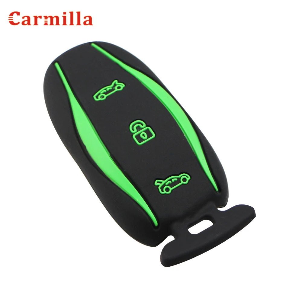 Silicone Car Key Cover Case for Tesla Model X 75D 90D 100D S 3Button Remote Key Protector Holder Shell Skin Case