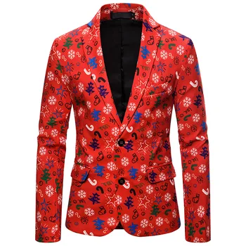 

Men's Flower Jacket Suit Christmas Style Print Men's Suit Jacket Fashion Button Blazer Coat Christmas Slim Fit Party Christmas