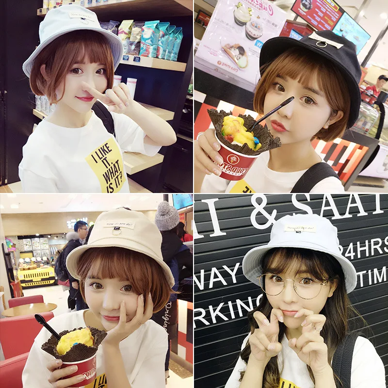 

Hat Women's Summer Bucket Hat South Korea Fashion Bucket Hat Casual Versatile Outing Spring And Autumn Cute Lettered Circular Ri