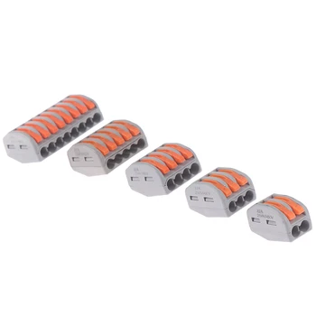 

New Universal Terminals Block Plug-in Electrical Wire Connector 2/3/4/5/8 Way Reusable Spring Lever Terminal Block Electric Cabl