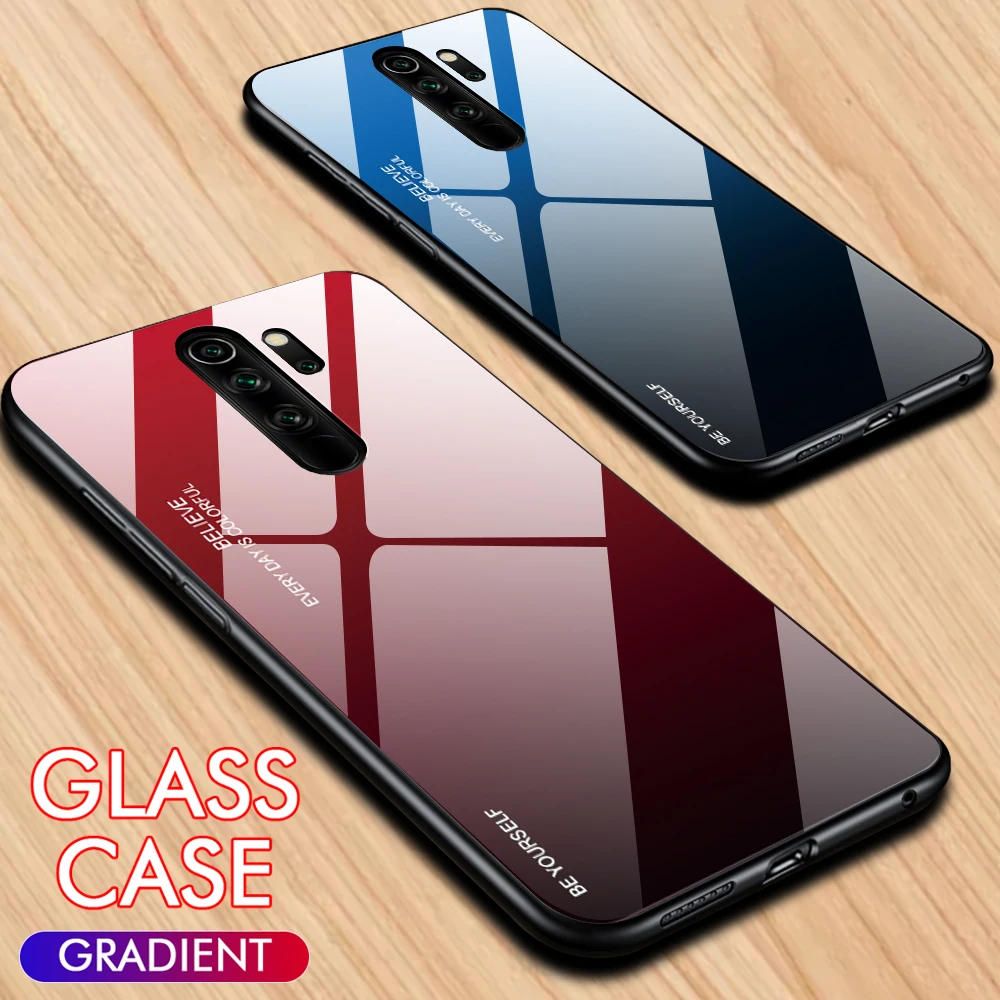 Gradient Tempered Glass Case For Xiaomi Redmi Note 8 7 7A 5 Pro Cases Phone Back Cover on Redmi Note 7 8 Pro Note8 Pro 8Pro Case