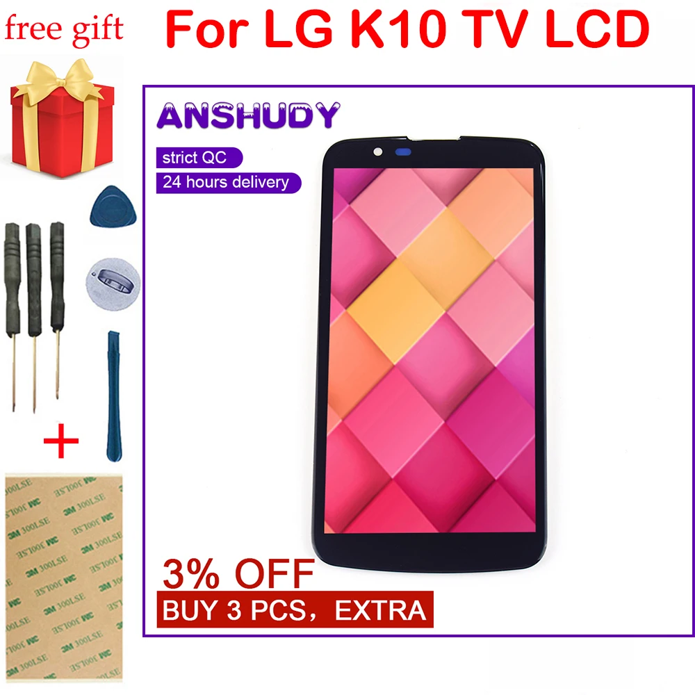 

For LG K10 TV LCD Touch Screen Digitizer Sensoe Glass Assembly For LG K10TV Display Screen K10 TV K10TV K430TV K410TV