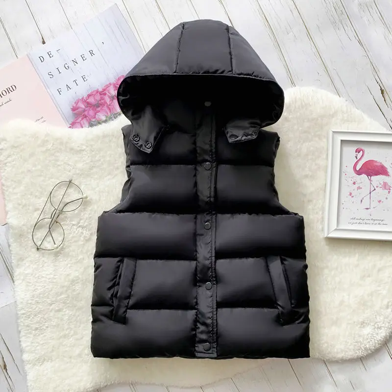 3-12Y Winter Warm Sleeveless Jacket For Children Jacket Thicken Hooded Vest For Boys Girls Kids Waistcoat Coat Insulated Vest cheap jackets Outerwear & Coats