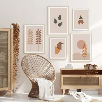 

Abstract Trendy Beige Plants Still Life Canvas Painting Posters and Prints Wall Art Pictures for Living Room Home Decoration