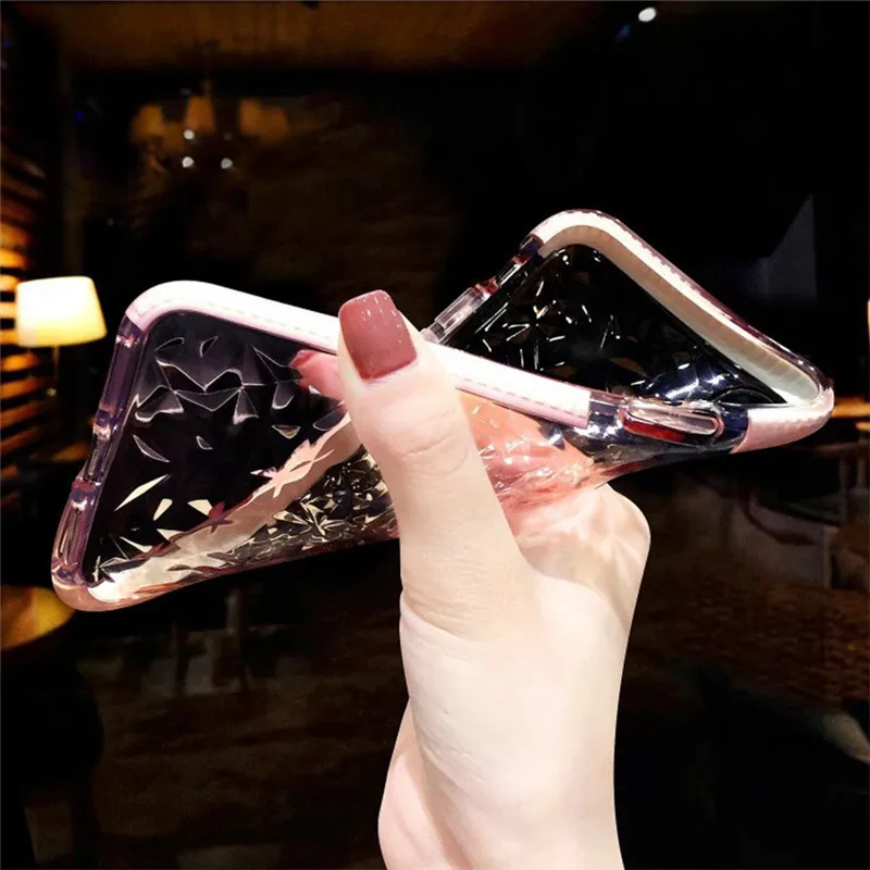 Силиконовый прозрачный ТПУ чехол для iPhone X xr xs max 6 6s 7 8plus samsung S9 с кристаллами мигающий защитный чехол