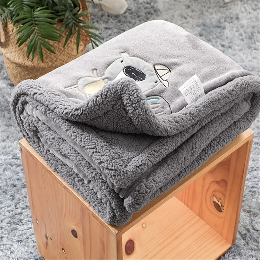 Fleece Blanket Quilt Swaddle-Wrap Warm Newborn Soft Children Cute Flannel Coral Cartoon