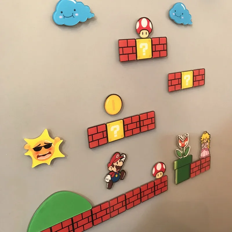 New Cartoon Super Mario Magnet Children Student Birthday Gift Refrigerator Message Sticker Home Creative Wall Decoration | Игрушки и