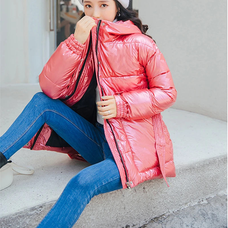 Женская зимняя теплая куртка-парка, пальто больших размеров, парка ярких цветов с капюшоном, свободная верхняя одежда из хлопка, Женская куртка с длинными рукавами