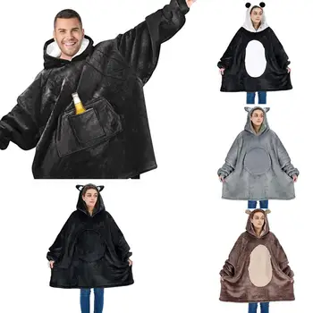 

Oversized Sherpa Hoodie Sweatshirt Wearable Blankets For Adults, Kids Women And Men Winter Flannel Blanket Mat