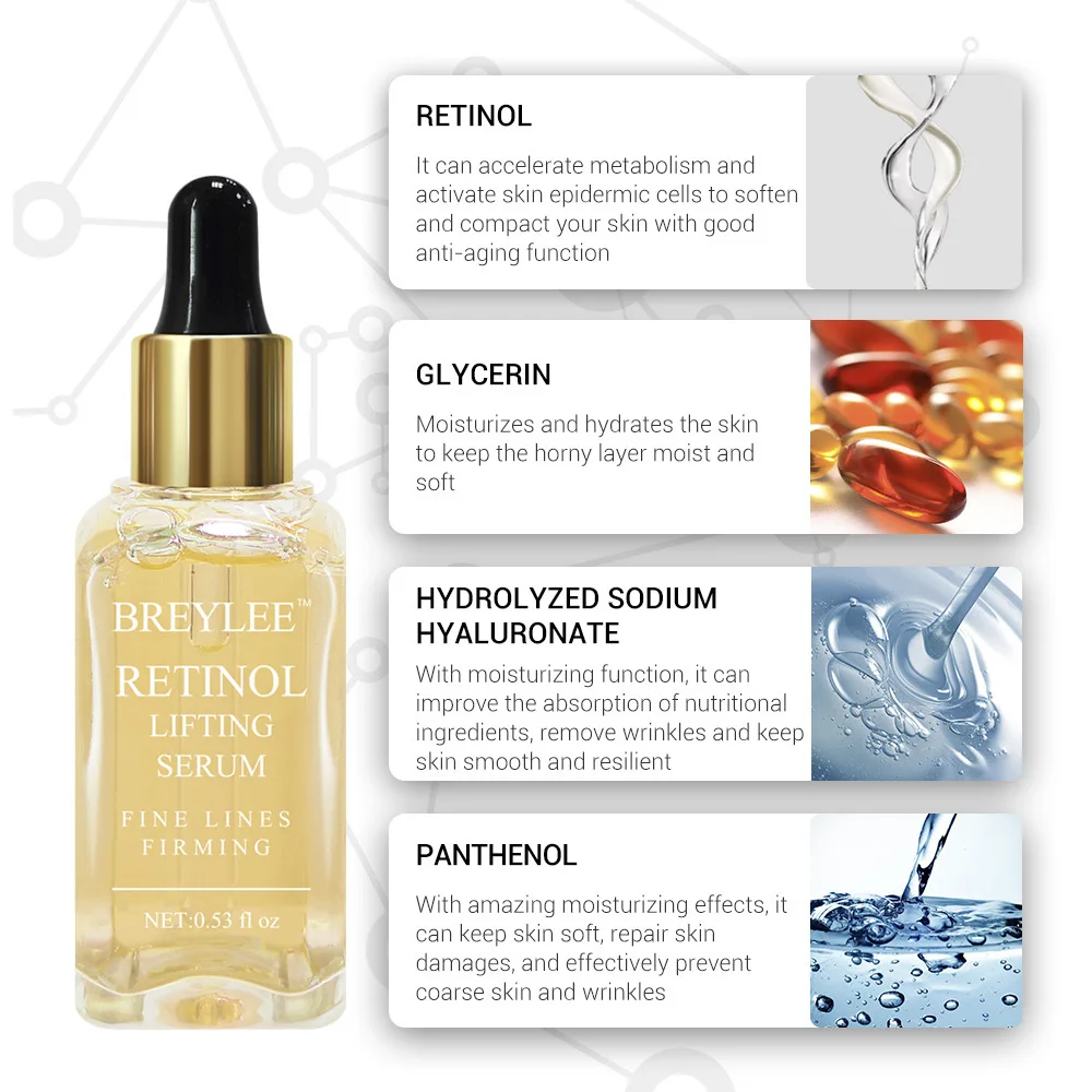 Retinol укрепляющая сыворотка лифтинг для лица коллагеновая эссенция анти уход за кожей лица удаление морщин против старения выцветание тонких линий BREYLEE