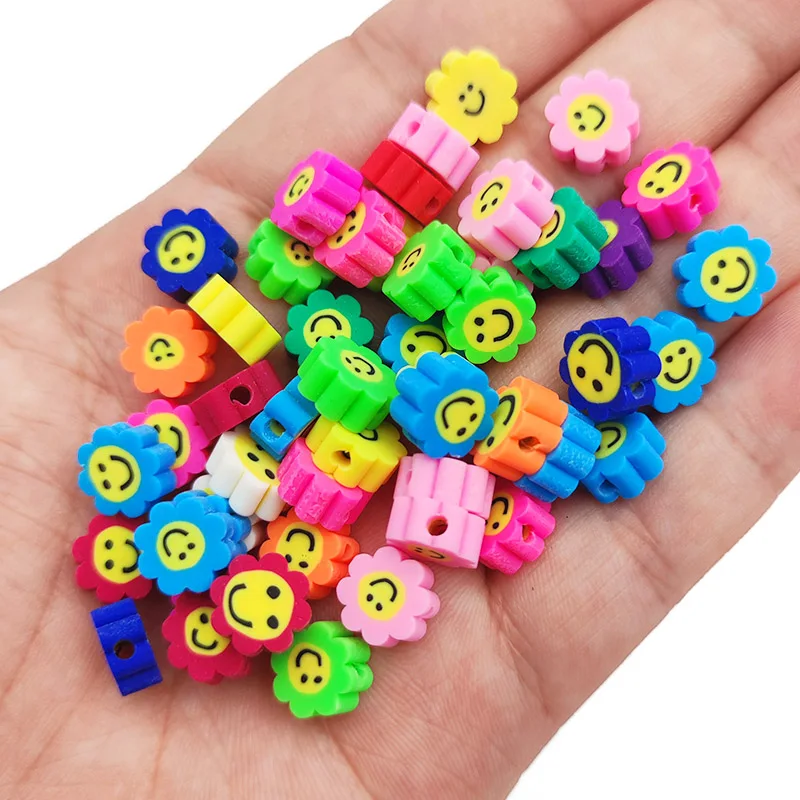 thumbnail image 1 of 50-100 piezas de espaciadores de arcilla polimérica con forma de flores, frutas, estrellas, mariposas y corazones, cuentas sueltas para hacer joyas, pulseras y collares, 1 of 5