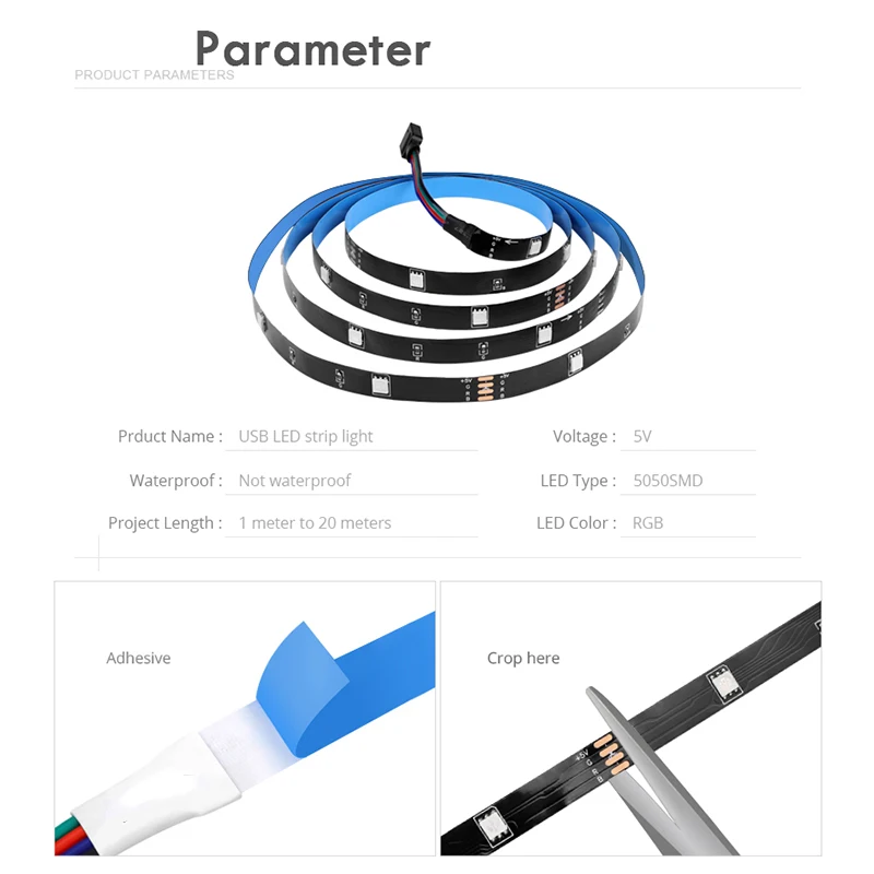 Bluetooth RGB Led Strip USB TV 5050 Ribbon Diode Led Strip Rgb Car USB 5V 1M 2M 3M 4M 5M TV BACKLIGHT STRIP Mini Control