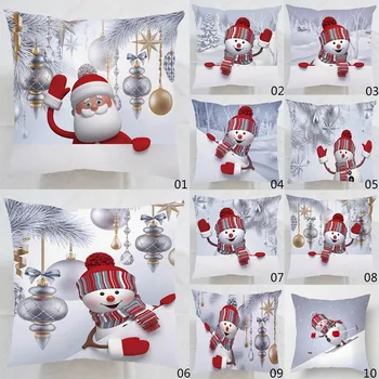 

45cm x 45cm Christmas Sofa Pillow Case 3D Cute Snowman Cushion Cover Xmas Decor