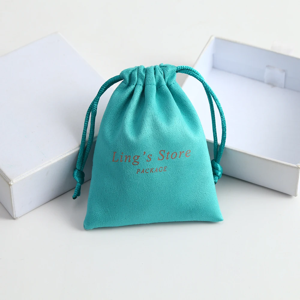 100 Customized Logo Jewelry Packaging Display Velvet Drawstring Pouch Green Gift Bag Chic Wedding Favor Bag Personalized Pouches personalized logo chic small wedding favor bags microfiber necklace earring jewelry custom lucky bags jewelry packaging pouches