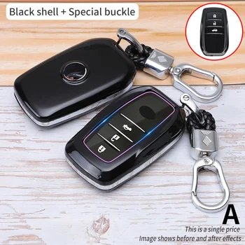 Carbon Fiber Car Smart Key Cover Case For Toyota Camry Highlander Prado Crown Land Cruiser Prius Vitz Protect Shell Accessories