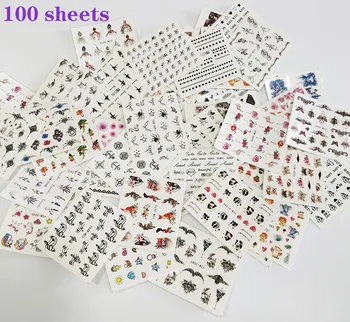 

100 Sheets Random Nail Sticker not Repeated Nails Art Decoration Water Decals Design Manicure Tips Stickers