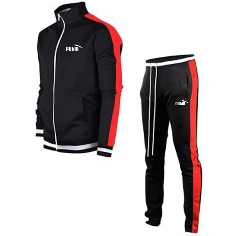 

Fashion Tracksuits Men Polyester Sweatshirt Sporting Fleece Gyms Spring Jacket+Pants Casual Men's Track Suit Sportswear Fitness