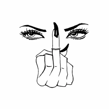 

PLAY COOL Eyes Girl Decor Woman Middle Finger Car Sticker Automobiles Motorcycles Exterior Accessories Vinyl Decals,16cm*15cm