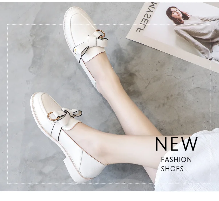 Style 3 White Женские туфли-оксфорды; белые кожаные туфли на плоской подошве в консервативном стиле; обувь для студентов; повседневные женские лоферы без шнуровки в стиле дерби; обувь Bullock для студенток; большие размеры - Цвет: Style 3 White
