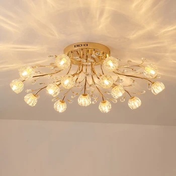 

Hot Modern Crystal Lustre Ceiling Lights E14 LED Plafonnier Ceiling Lamp For Bedroom Crystal Ceiling Lighting Nordic Lamps Home