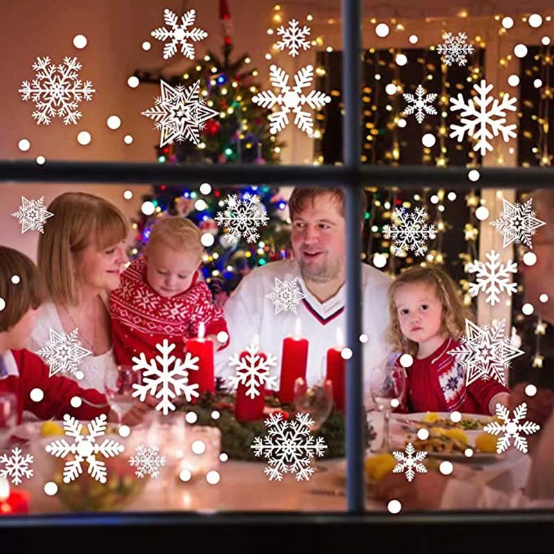 Christmas Snowflake Window Clings Stickers Santa Claus Reindeer Wall Glass Sticker For Home Decor