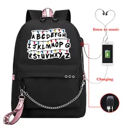 Очень странные дела печатных рюкзак для девочек-подростков сумка Mochila наклейка буквы дизайн plecak ноутбука рюкзак для путешествий школьный