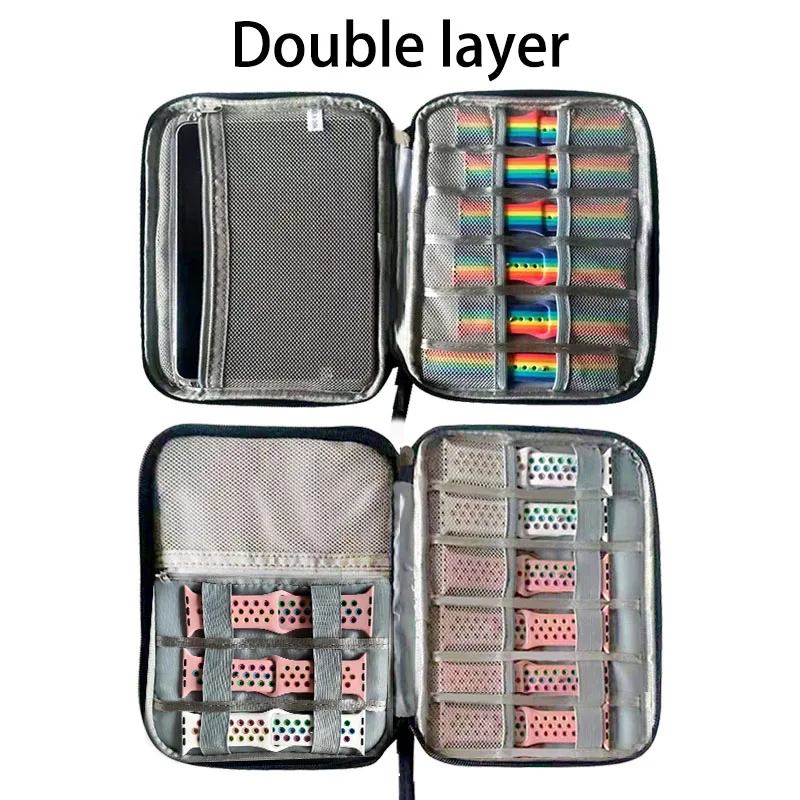 7.9 inch IPad Box Travel Watch Organizer Watch Case Holder Watchband Storage Case For Apple band Strap Double Layer watch storage box watchband storage bag watch storage bag watch storage pouch