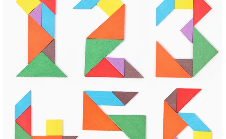 Top 200Pcs/lot DHL Free Children Mental Development Tangram Wooden Jigsaw Puzzle Math Early Childhood Education Kids Toys Baby Toys 4