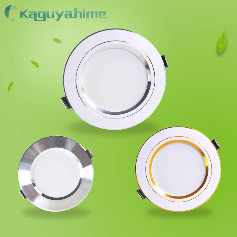 

= (K) = Downlight 3W 5W 9W 12W 15W 18W foco LED de luz descendente AC 220V plata oro Ultra delgado de aluminio redondo luz lez empotrada iluminación