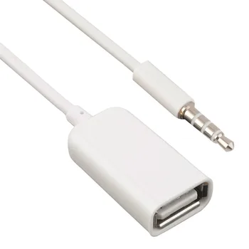 

1PC White 3.5mm Male AUX Audio Plug Jack To USB 2.0 Type A Female OTG Cable Adapter Converter Cord Cable Car MP3