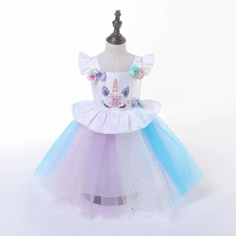 

Amazon 2018 Girls Dress Hot Selling Europe And America Girls Performance Unicorn Princess Dress Children Formal Dress