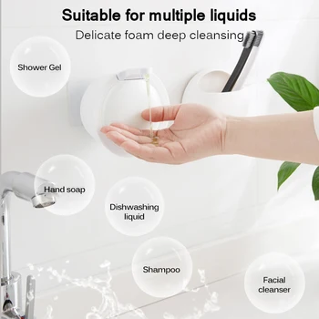 

Small Liquid Soap Dispenser Wall Mounted Free Punching Plastic Sanitizer Shampoo Dispenser For Bathroom Kitchen Hotel 350ml
