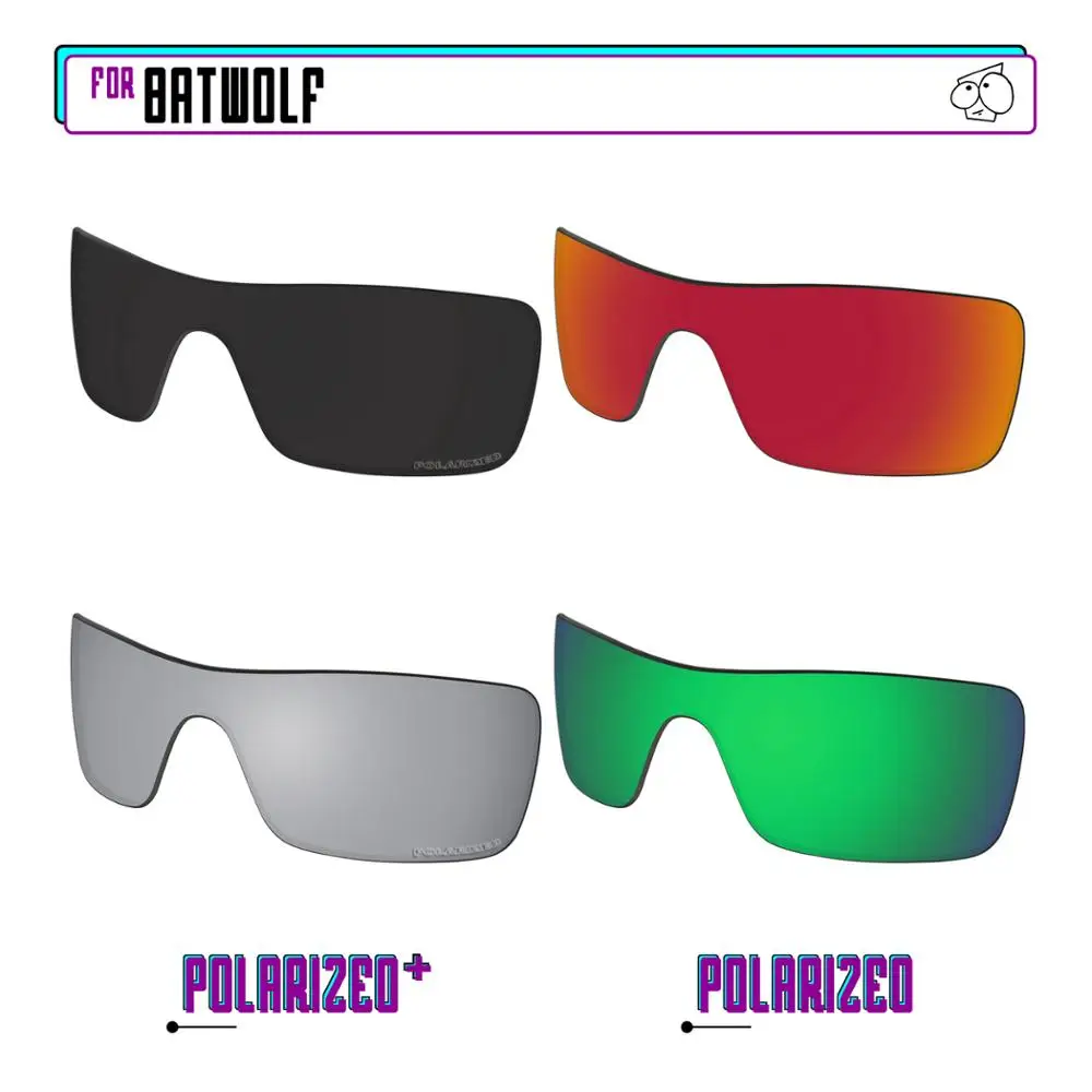 

EZReplace Polarized Replacement Lenses for - Oakley Batwolf Sunglasses - Black Silver P Plus-Red Green P